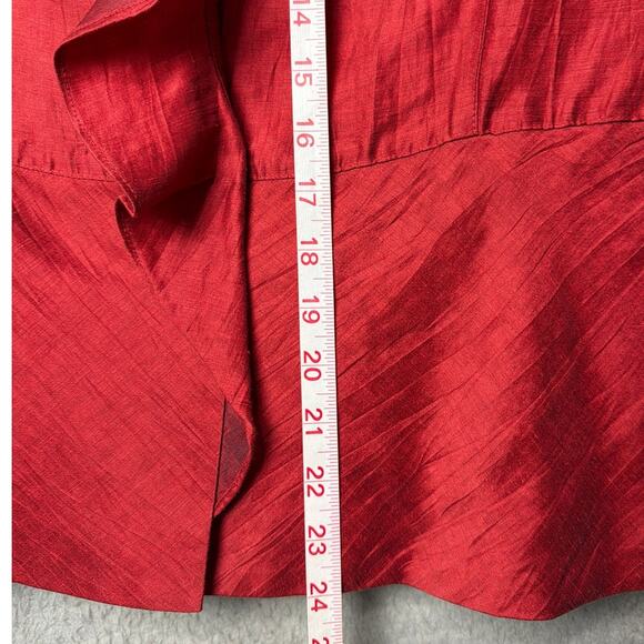 Classiques Entier Atelier Red Linen Jacket Ruffle Front Size L Designer Holiday - Picture 5 of 9
